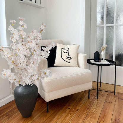 Artificial Cherry Blossom Branches 3Pcs 40" Faux Silk Cherry Blossom, Fake Flowers with Leaves Bouquet Decorations for Home Living Room Bedroom Table Centerpiece Vase Wedding Decor (White)
