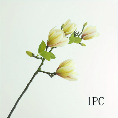 Boho Style Artificial Magnolia Flowers, 27.17&quot; Long Stems, Plastic Floral Arrangements for Wedding Centerpieces, Home Decor, Valentine&