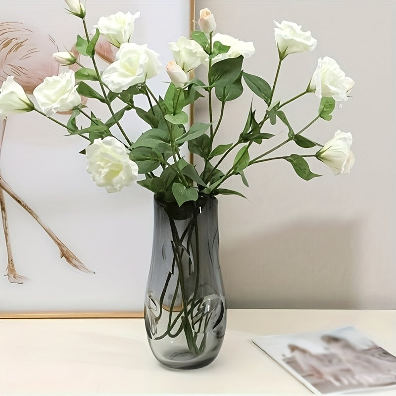 Elegant 2-Branch Artificial Lisianthus Bouquet - 3 Silk Flower Heads, Perfect for DIY Wedding &amp; Home Decor, Versatile Faux Floral Arrangement Accessory, Plastic, Eustoma