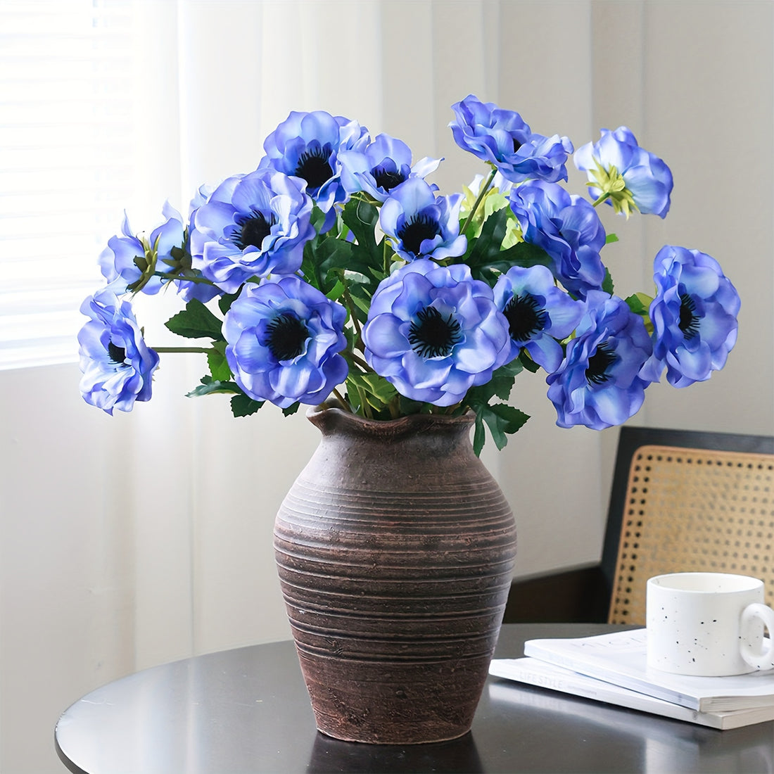 6/10 Pack Artificial Anemone Flowers, Boho Style for Wedding Party Centerpiece, Home Kitchen Decor, Spring Floral Arrangement
