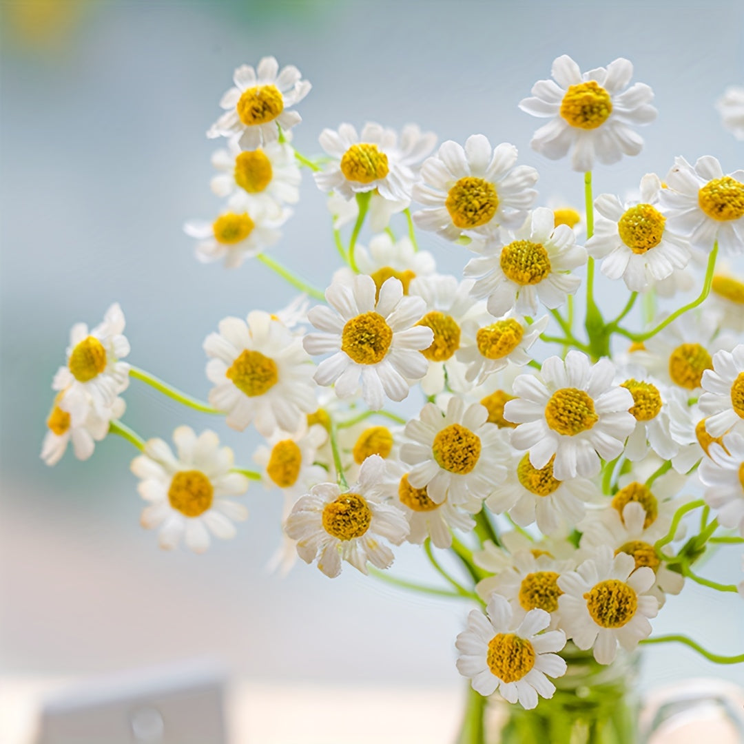 6pcs Classic Artificial Daisy Flowers Bouquet, Plastic Floral Decor for Wedding, Birthday, Bridal Shower, Thanksgiving, Spring, Halloween, Christmas, Home, Table, Cafe, Photo Props