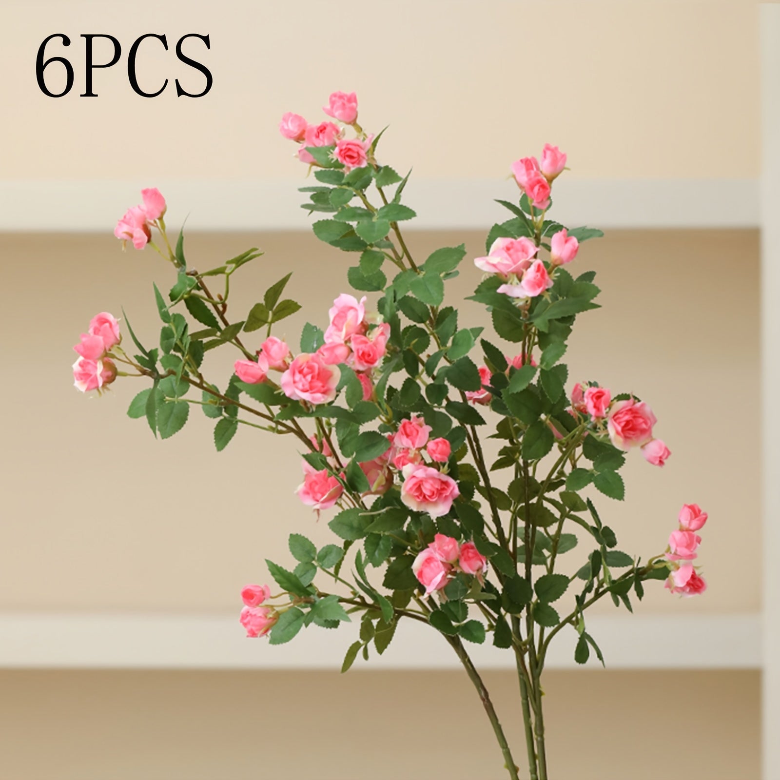 6pcs Lifelike Silk Rose Bouquet with Long Stems - Perfect for Valentine&