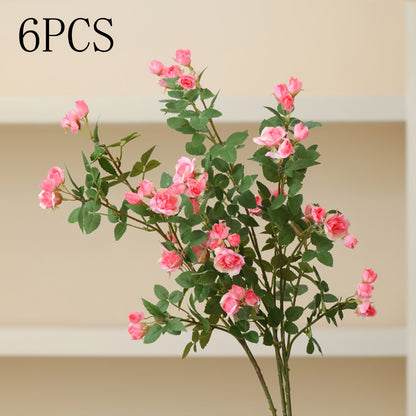 6pcs Lifelike Silk Rose Bouquet with Long Stems - Perfect for Valentine&