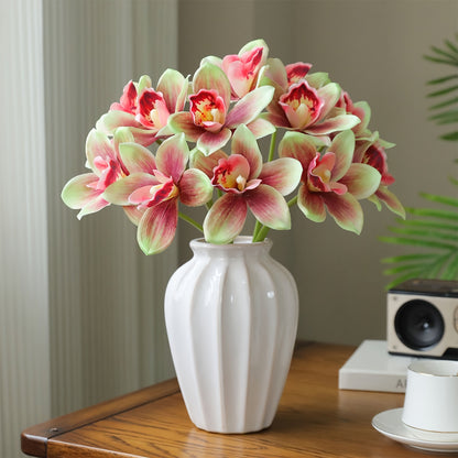 5pcs Boho Chic Artificial Orchid Bouquet, 14.96" - Perfect for Home Decor, Living Room, Office, Kitchen, Outdoor Patio, Holiday Parties &amp; Wedding Engagements