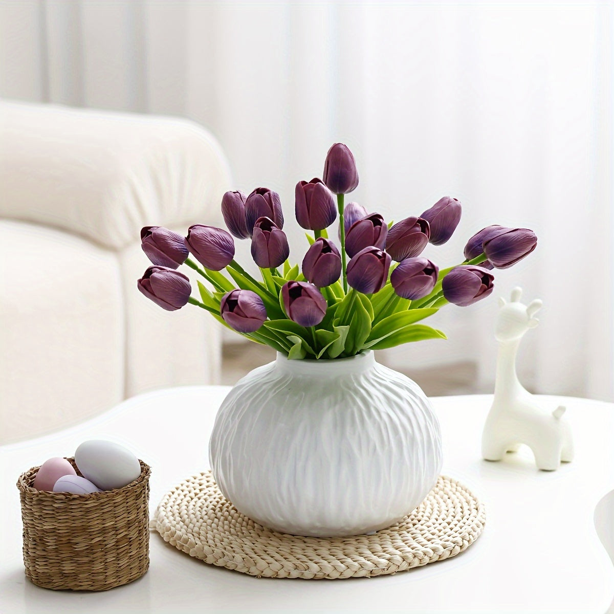 9/18psc, MiriPU Tulip Artificial Flowers, Fake Tulips, Realistic PU Tulips, Spring Wedding Bouquet Center Flower Arrangement, Table Decoration