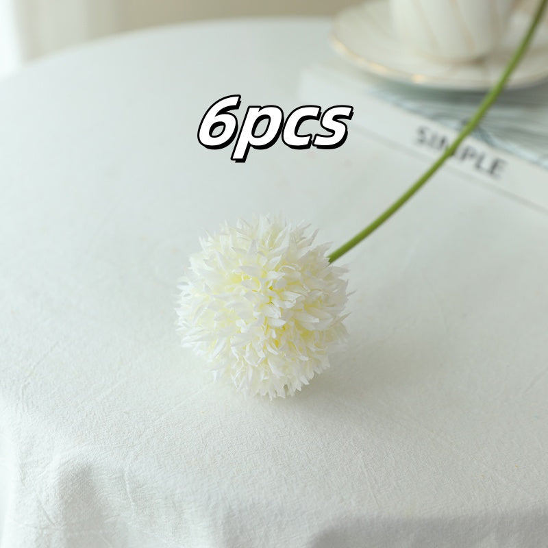 6pcs Boho Style Artificial Chrysanthemum Ball Hydrangea - Silk Fake Flower Plant Arrangement for Wedding Bouquet, Home, Kitchen, Garden, Party Table, Floral Centerpiece DIY - Plastic, Antioxidant, Ideal for Christmas, Thanksgiving, Valentine&