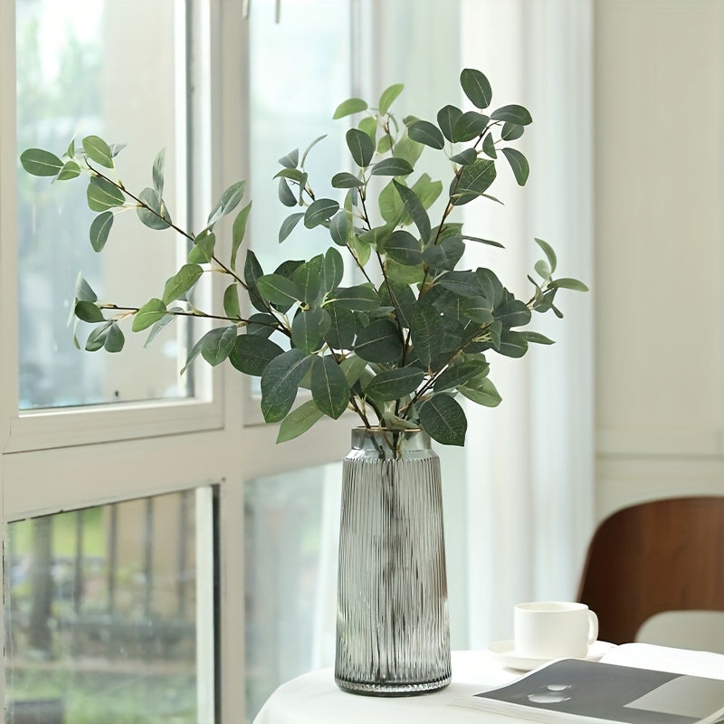 Boho Style 5-Pack Artificial Eucalyptus Stems, 35.43&quot; Faux Coral Leaves for Vase Bouquets, Farmhouse Autumn Decor, Thanksgiving Party Centerpieces, Plastic Floral Arrangement