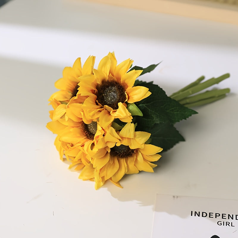 9 Head Sunflower Bouquet Artificial Flowers - Perfect for Home Decor, Weddings, and Festive Occasions