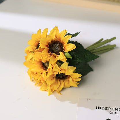 9 Head Sunflower Bouquet Artificial Flowers - Perfect for Home Decor, Weddings, and Festive Occasions