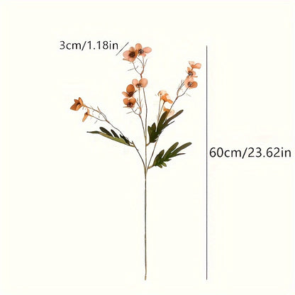 5pcs Artificial Silk Plum Blossom Stems, Faux Cherry Flowers with Realistic Petals, Home &amp; Wedding Party Decor, Fall Farmhouse Room Decor, Valentine&