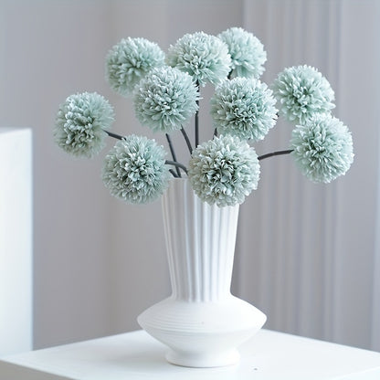 6pcs, Artificial Flowers, Table Tennis Chrysanthemum Autumn Dandelion, Chrysanthemum And Hydrangea Fake Flowers, For Family Living Room Table Decoration, Wedding Party Arrangements, Winter Christmas Home Decoration