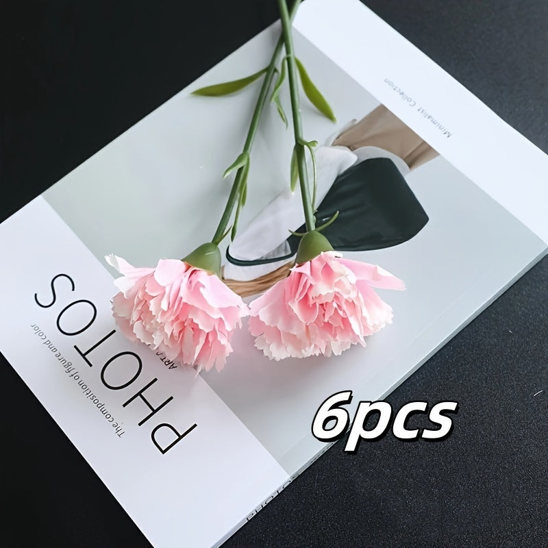 6/10pcs, Artificial Mini Single Branch Carnations, Real Touch Artificial Flowers, Family Room Office Decoration, Floral Arrangement Artificial Center, Outdoor Garden Patio Decoration, Wedding Birthday Bride Shower