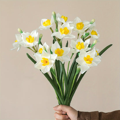 5pcs Elegant Daffodil Artificial Flowers - Beautiful Spring Decorations for Home, Bedroom, Garden - 17.7in/45cm Tall, Perfect for Valentine&
