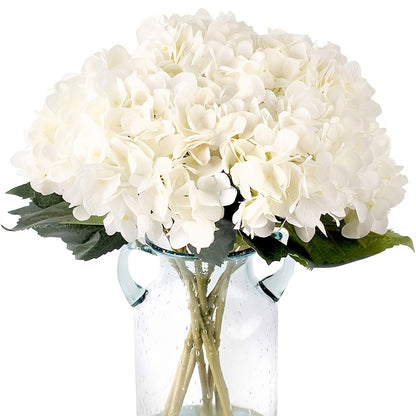 6pcs Elegant White Silk Hydrangea Bouquets - Faux Floral Stems for Home Decor, Table Centerpieces &amp; Wedding Celebrations, Kimura&