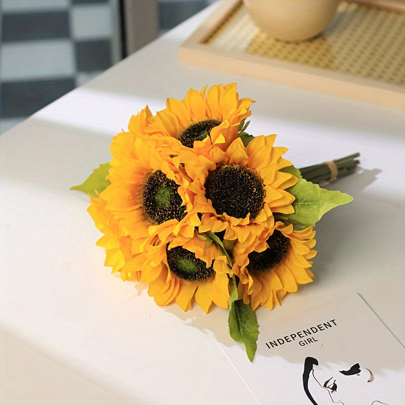 9 Head Sunflower Bouquet Artificial Flowers - Perfect for Home Decor, Weddings, and Festive Occasions