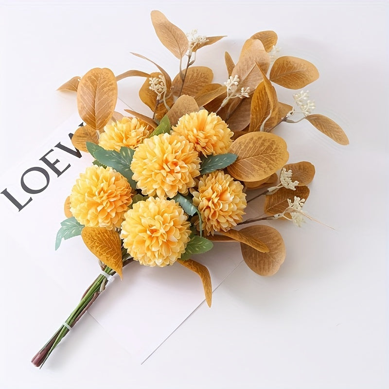 Boho Chic Artificial Eucalyptus &amp; Chrysanthemum Bouquet - Perfect for Home Decor, Weddings, Birthdays &amp; Holidays