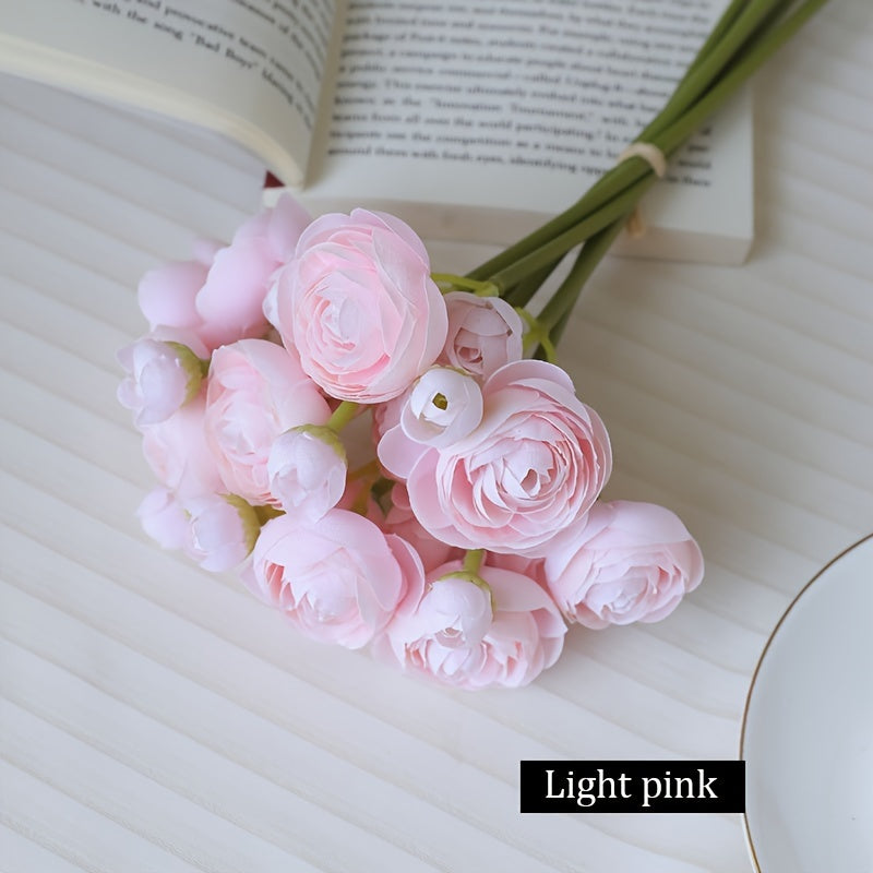 Art Deco Camellia Artificial Flowers Bouquet, 1 Bundle Fake Silk Floral Decor for Wedding, Party, Home - Versatile Swags for Christmas, Easter, Thanksgiving, Valentine&