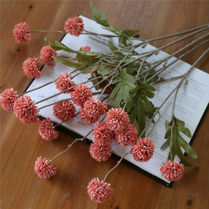 6pcs Autumn Dandelion Artificial Flowers Set - Faux Chrysanthemum Balls for Thanksgiving, Halloween &amp; Harvest Decor | Versatile Home &amp; Wedding Accents