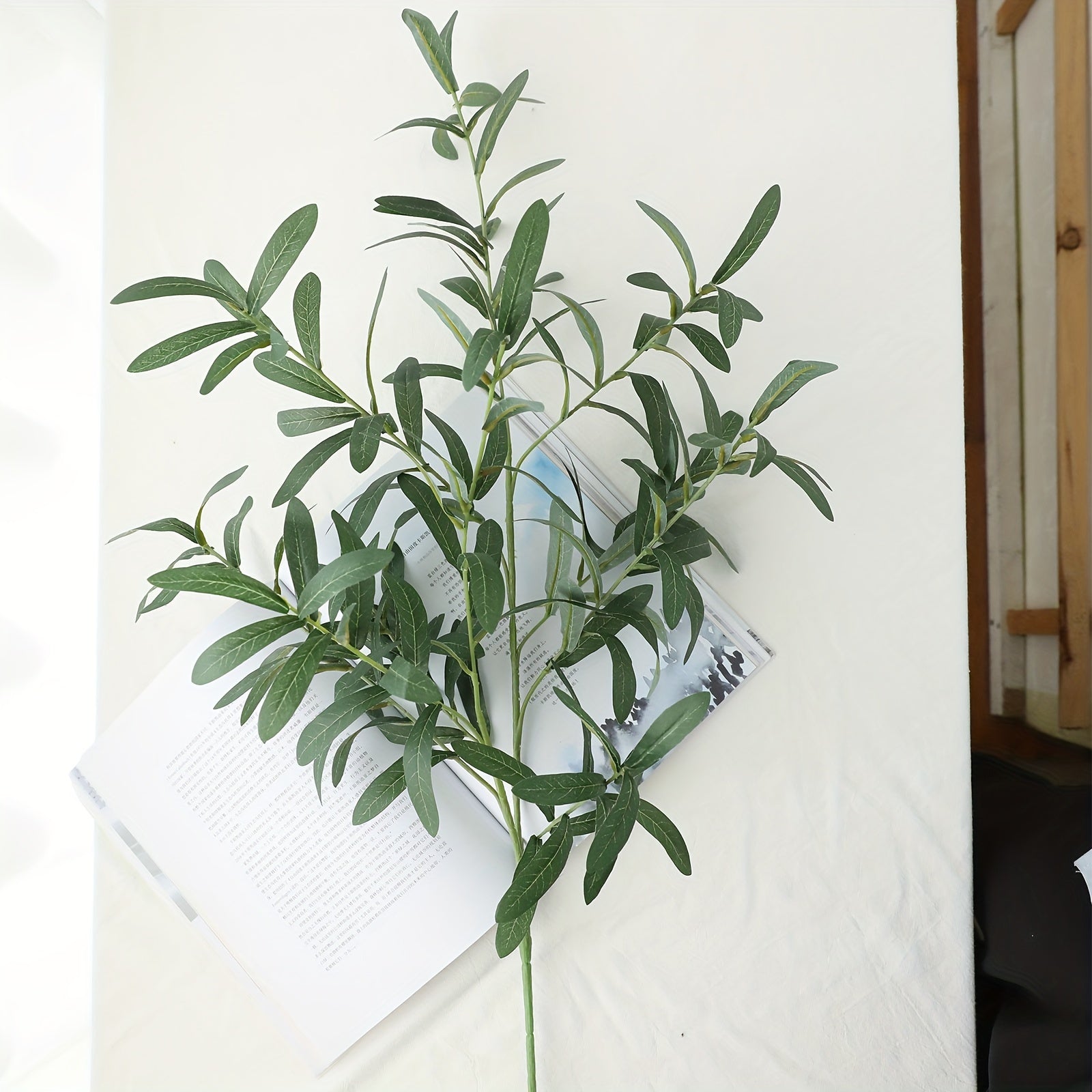 6-Pack Plastic Artificial Olive Branches, Classic Style, for Home Garden Decor and Various Occasions