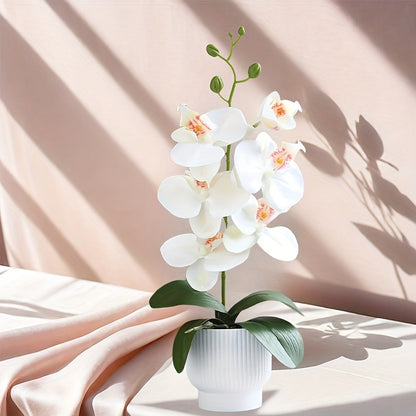 Elegant 16.5&quot; Ceramic Vase with Lifelike Artificial Orchid - Perfect for Home &amp; Office Decor, Table Centerpiece, and Special Occasions like Christmas, Valentine&