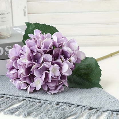 5pcs, Stunning Two-leaf Hydrangea Bouquet - Perfect For Families, Weddings And Parties - Realistic Silk Flowers With Summer Embellished Stems
