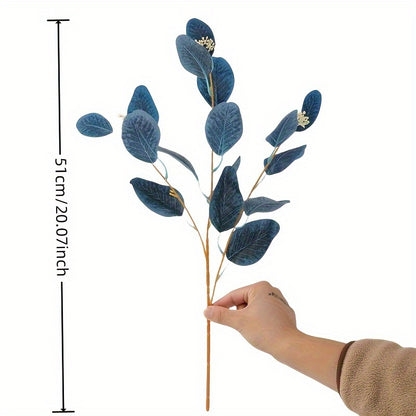 8pcs Artificial Eucalyptus Leaf Bouquet with Fruits - Plastic Fake Flower Arrangement for Home Decor, Tabletop Display, No Container - Perfect for Christmas, Thanksgiving, Valentine&
