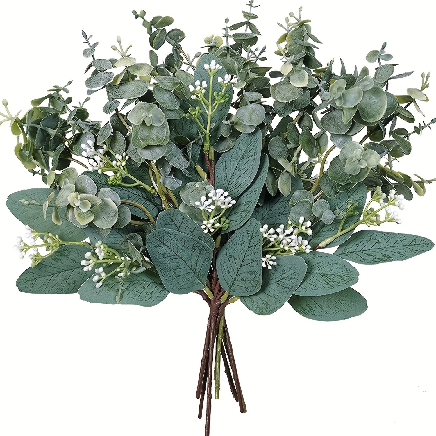 8-Piece Set of Lifelike Artificial Eucalyptus Stems - Perfect for Weddings, Parties &amp; Home Decor | Versatile Faux Greenery Branches for Christmas, Valentine&
