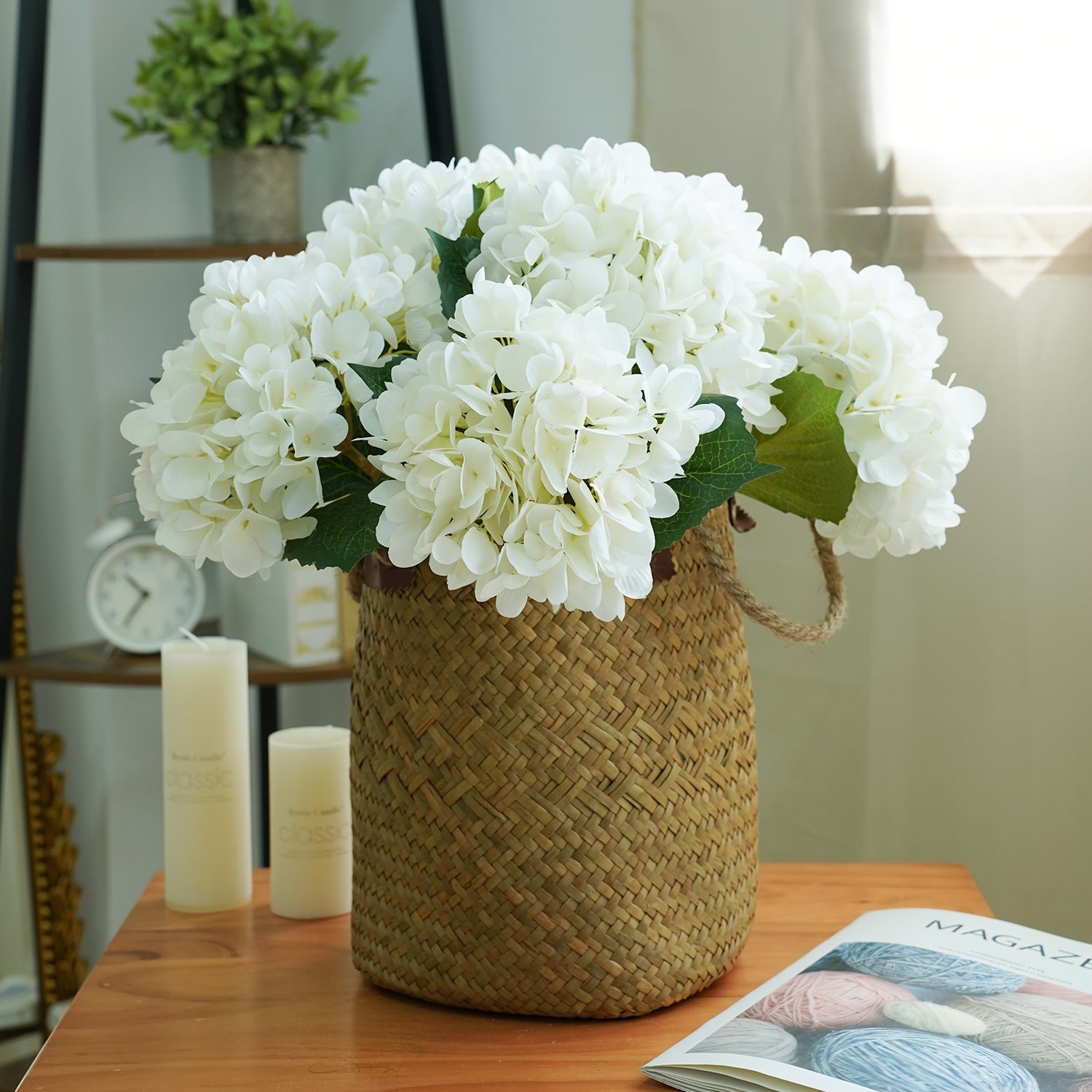 4pcs Artificial Hydrangea Flowers with Stems, Fake Flowers for Outdoor Weddings, Offices, Family Gatherings, Living Room, Table Decorations, Home Decoration