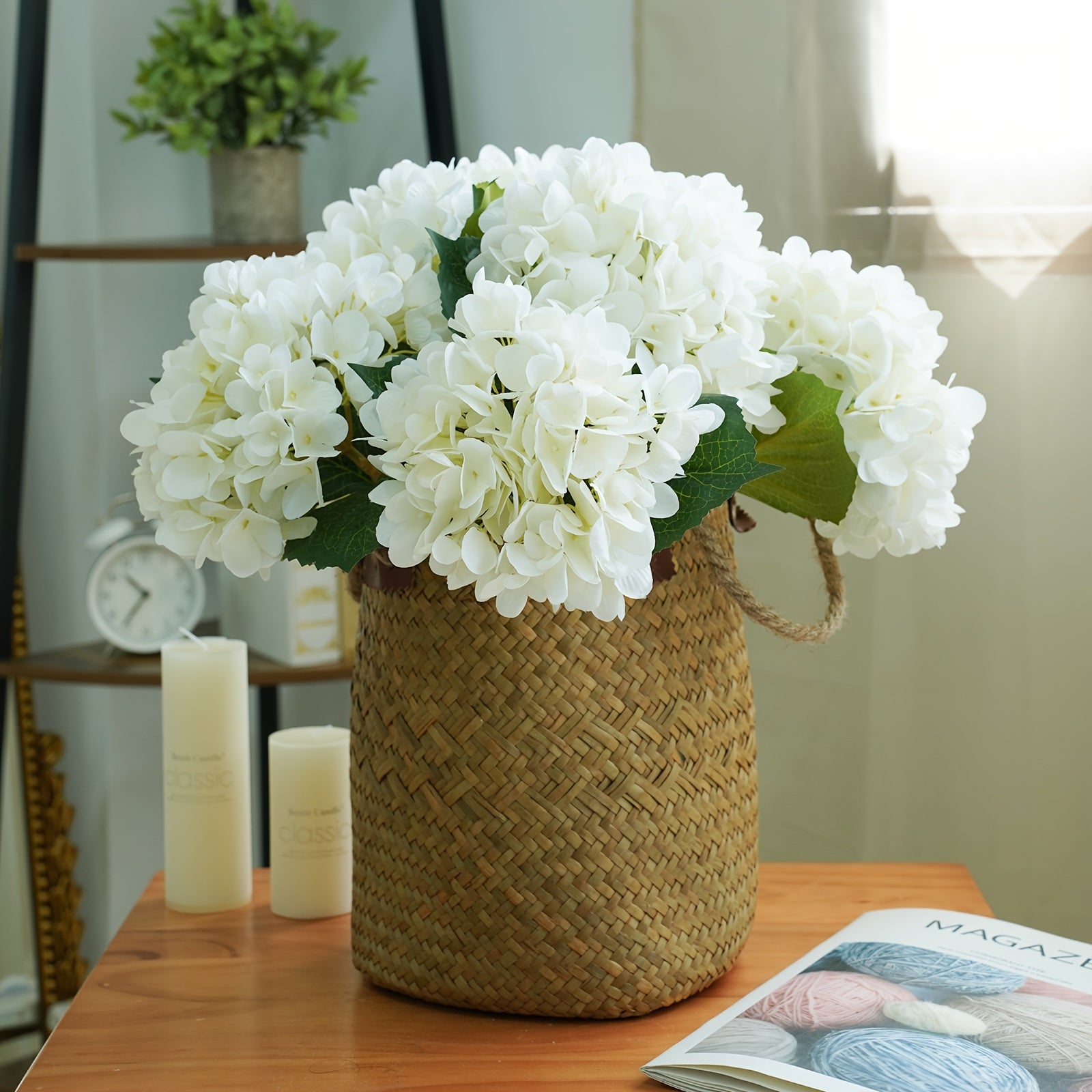 4pcs Artificial Hydrangea Flowers with Stems, Fake Flowers for Outdoor Weddings, Offices, Family Gatherings, Living Room, Table Decorations, Home Decoration