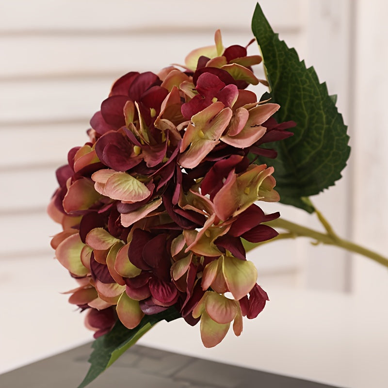 5pcs, Stunning Two-leaf Hydrangea Bouquet - Perfect For Families, Weddings And Parties - Realistic Silk Flowers With Summer Embellished Stems
