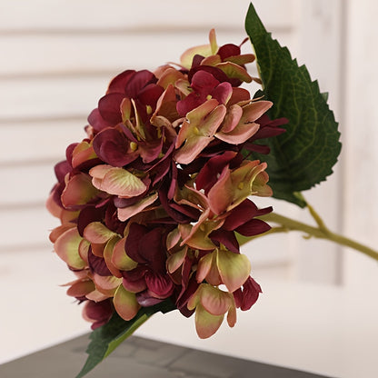 5pcs, Stunning Two-leaf Hydrangea Bouquet - Perfect For Families, Weddings And Parties - Realistic Silk Flowers With Summer Embellished Stems
