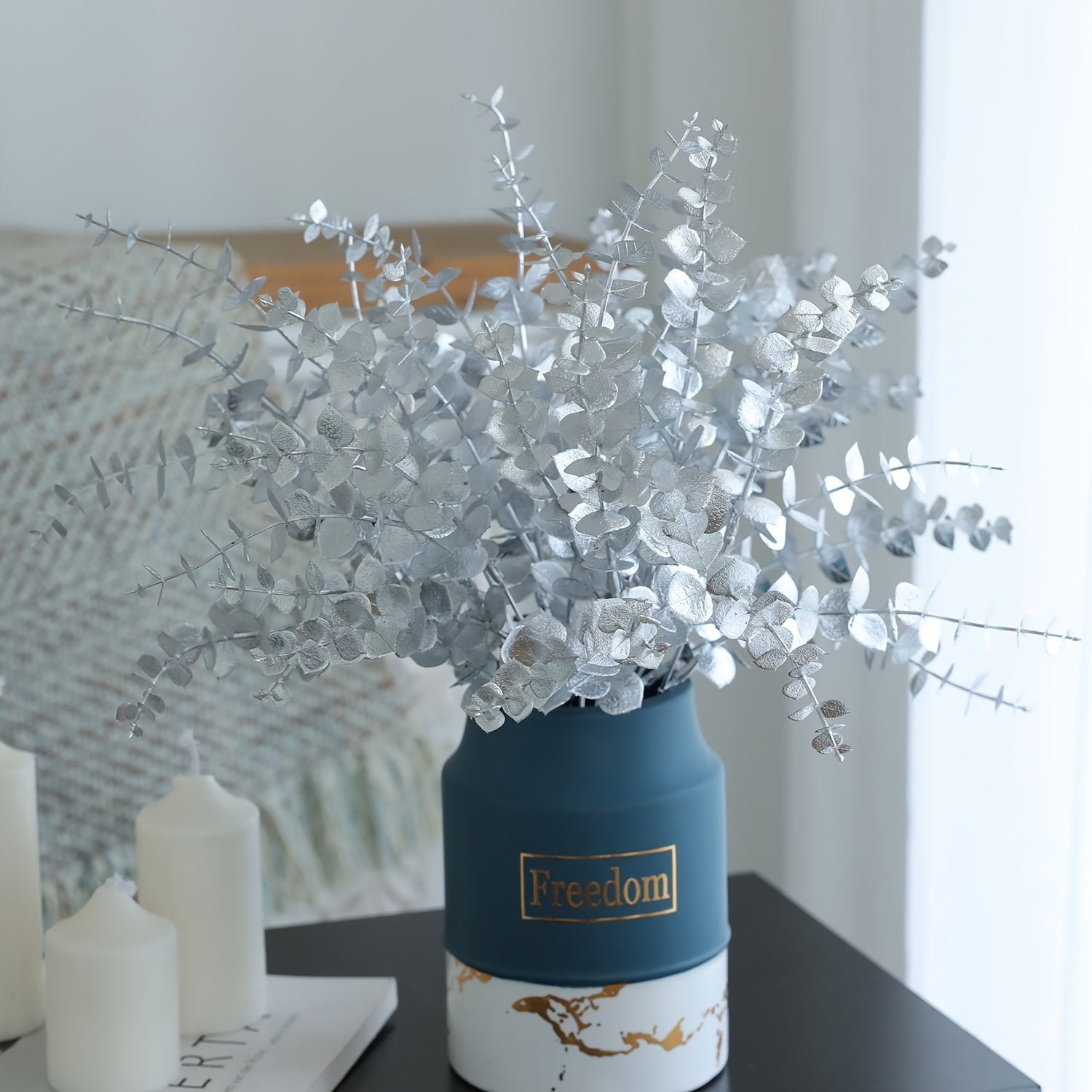 A Bunch Of Autumn Pine Needles/eucalyptus Artificial Decorative Flowers, Used For Christmas Home Decoration And Wedding Arrangements, Party Table Centerpieces