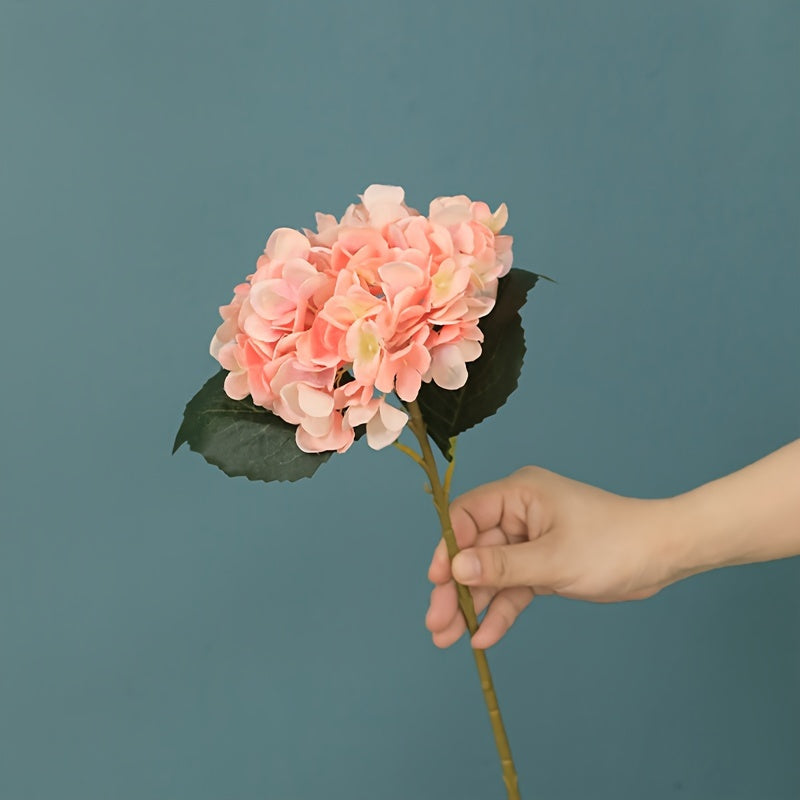 5pcs, Stunning Two-leaf Hydrangea Bouquet - Perfect For Families, Weddings And Parties - Realistic Silk Flowers With Summer Embellished Stems