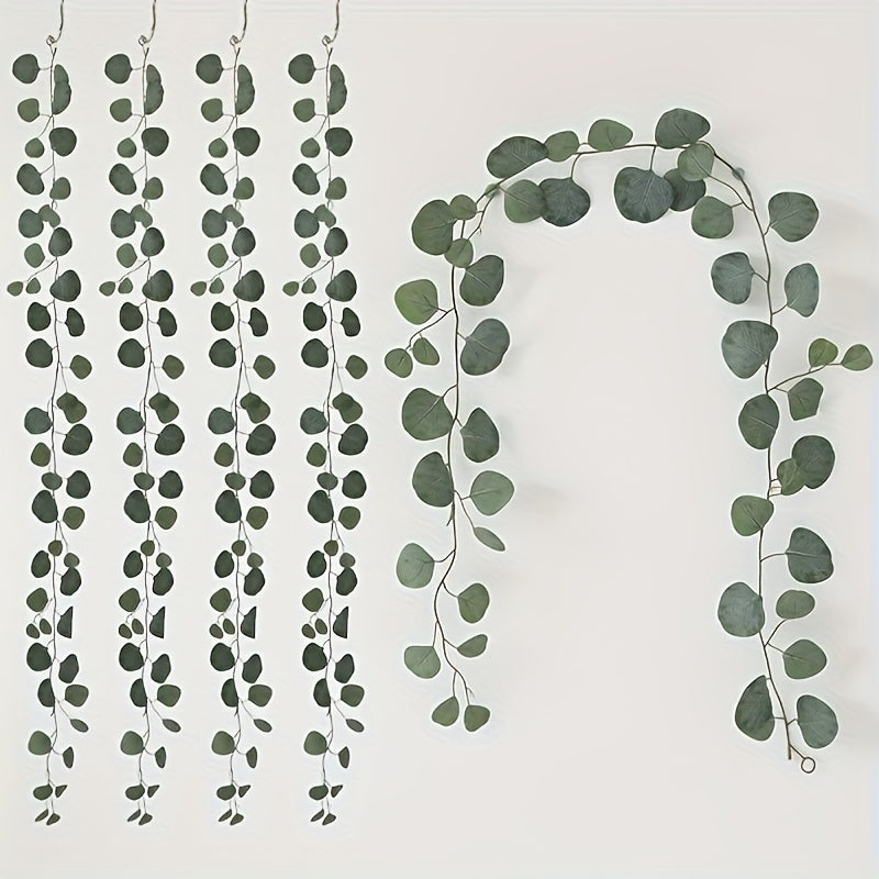 5pcs Art Deco Fabric Eucalyptus Vines - Artificial Hanging Plants for Home, Garden, Wedding, Engagement, Seasonal Decor - Versatile Faux Greenery for Christmas, Thanksgiving, Valentine&