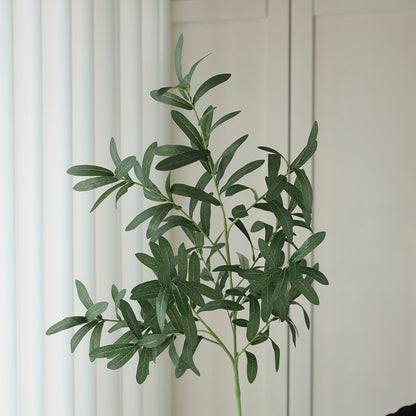 6-Pack Plastic Artificial Olive Branches, Classic Style, for Home Garden Decor and Various Occasions