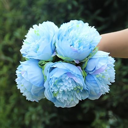 5pcs Bohemian Style Peony Artificial Flower Bouquet - Versatile Plastic Floral Arrangement for Wedding, Bridal Shower, Home Decor | Ideal for Christmas, Valentine&