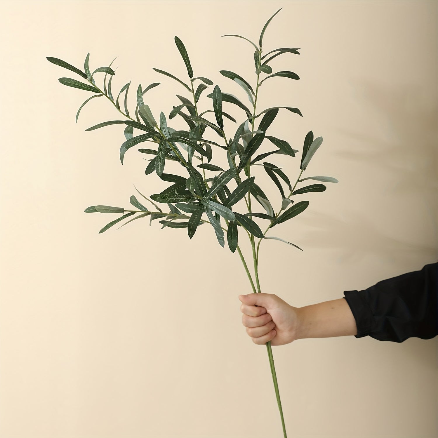 6-Pack Plastic Artificial Olive Branches, Classic Style, for Home Garden Decor and Various Occasions