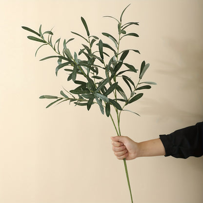 6-Pack Plastic Artificial Olive Branches, Classic Style, for Home Garden Decor and Various Occasions