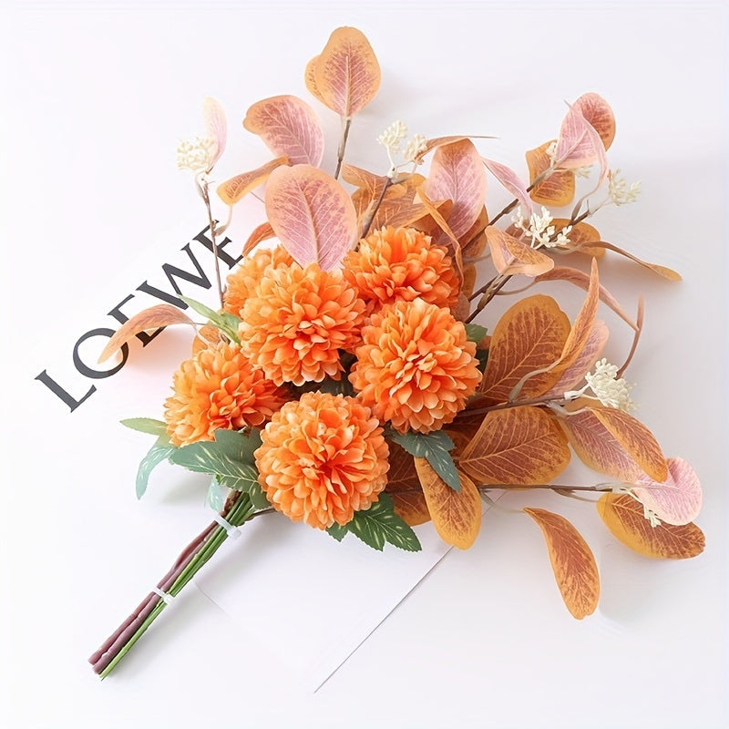 Boho Chic Artificial Eucalyptus &amp; Chrysanthemum Bouquet - Perfect for Home Decor, Weddings, Birthdays &amp; Holidays