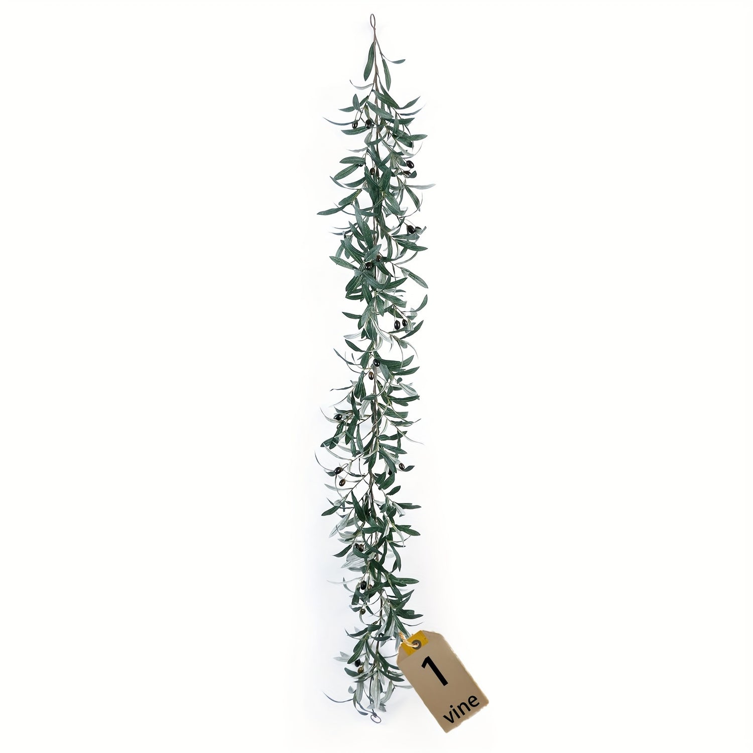 Artificial Olive Leaf Vine Wreath - 1 Piece, Plastic Greenery Garland with Fake Fruit, Home Office Garden Wall Door Decor for Reunions, Weddings, Christmas, Valentine&