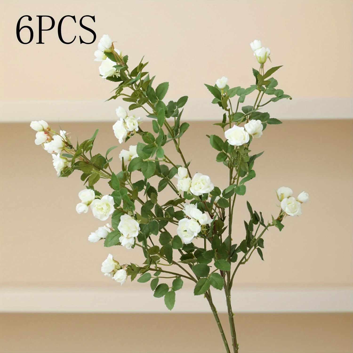 6pcs Lifelike Silk Rose Bouquet with Long Stems - Perfect for Valentine&