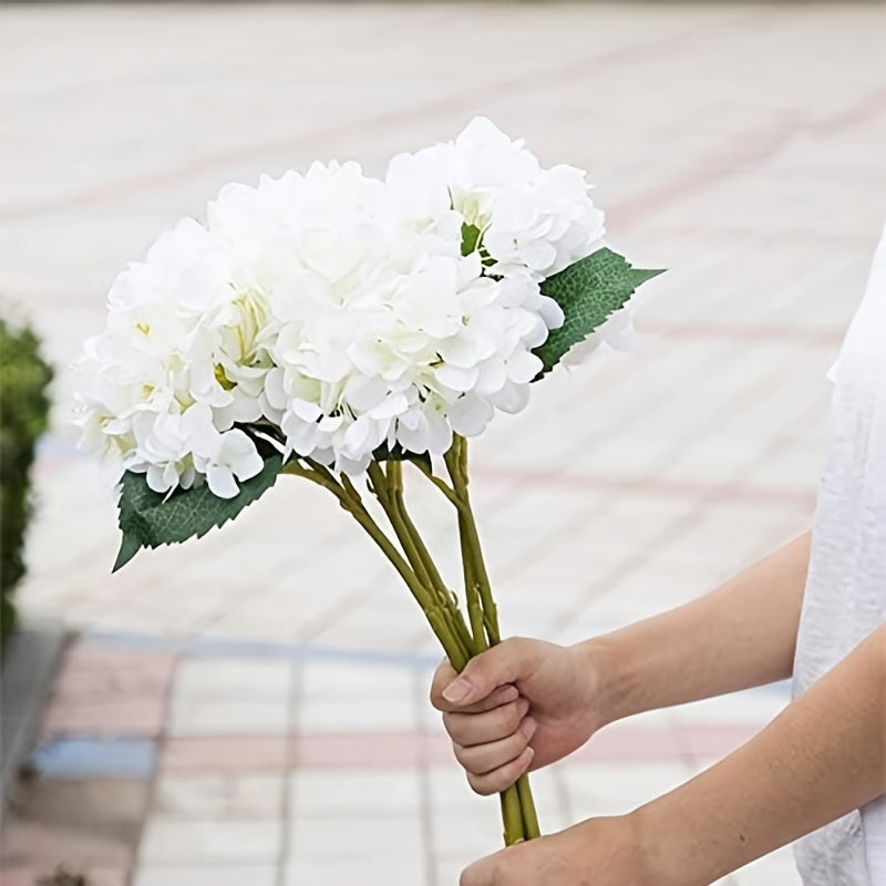 6pcs Elegant White Silk Hydrangea Bouquets - Faux Floral Stems for Home Decor, Table Centerpieces &amp; Wedding Celebrations, Kimura&