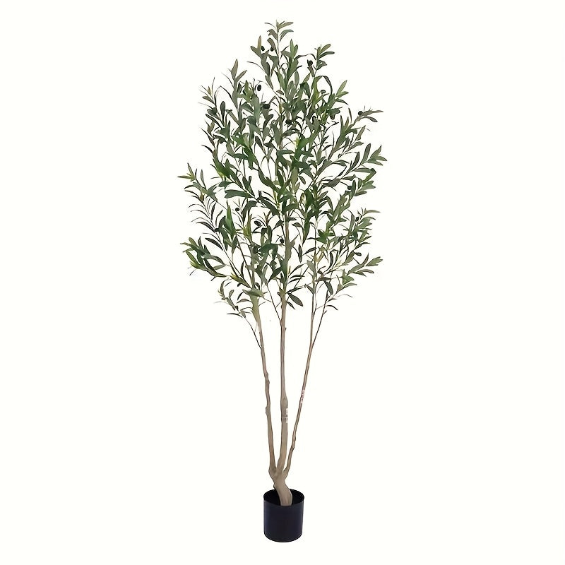 6FT/7FT Tall Artificial Olive Tree with Realistic Trunk and Fruits, Lifelike Faux Silk Plant, All-Season Ivy Greenery, Plastic Material, with Pot Included, for Home Office Decor, Various Room Types, Ideal for Housewarming, New Year, Anniversary, Bachelor