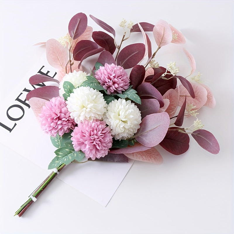 Boho Chic Artificial Eucalyptus &amp; Chrysanthemum Bouquet - Perfect for Home Decor, Weddings, Birthdays &amp; Holidays