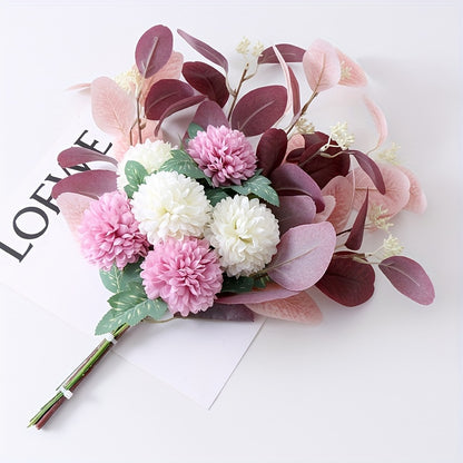 Boho Chic Artificial Eucalyptus &amp; Chrysanthemum Bouquet - Perfect for Home Decor, Weddings, Birthdays &amp; Holidays