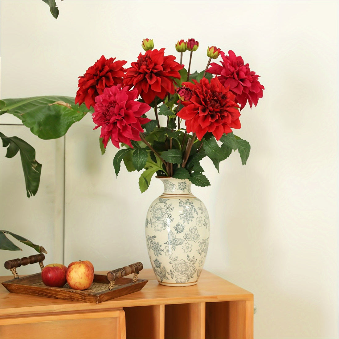 Boho Style Artificial Dahlia Flowers Swag, 1/3pcs Lifelike Plastic Floral Decor, Versatile Arrangements for Wedding, Engagement, Bridal Shower, Birthday, Anniversary, Holiday Decor - Christmas, Halloween, Easter, Hanukkah, Thanksgiving