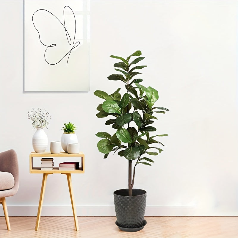 6Ft Artificial Fiddle Leaf Fig Tree - Indoor/Outdoor Decor - No Power Required - Plastic Material - Suitable for All Occasions - Includes Planter