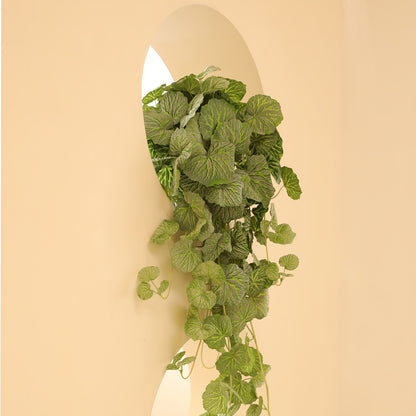 Classic Style Artificial Begonia Leaf Vine Plant Swag with Plastic Pot - Lifelike Faux Hanging Greenery for DIY Home &amp; Office Decor, Weddings, Birthdays, Parties, Perfect for All Seasons - Maintenance-Free by MOHUAGE - Ideal for Christmas, Thanksgiving, F