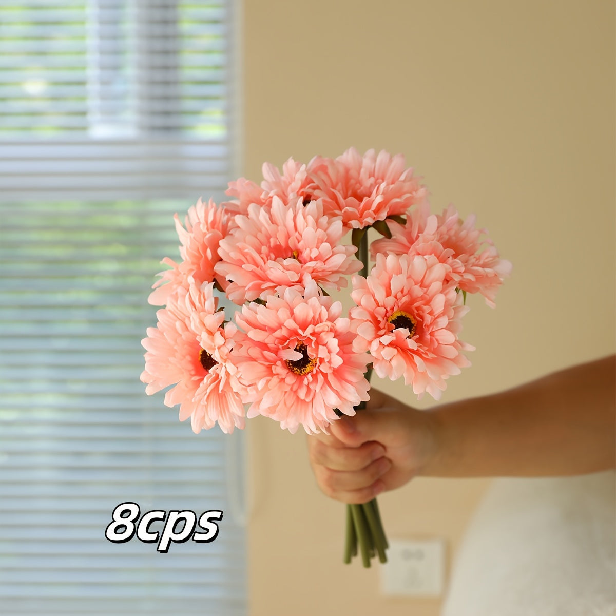 8pcs Artificial Chrysanthemum Bouquet - Silk Fabric Fake Flowers for Home, Garden, Kitchen, Table Centerpieces - Versatile Floral Decor for Wedding, Engagement, Christmas, Halloween, Thanksgiving, Valentine&