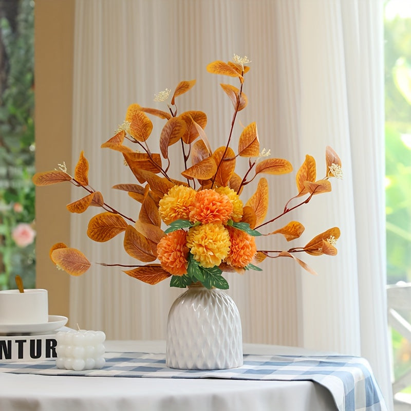 Boho Style Artificial Chrysanthemum Flower Bundles - Pack of 1, Faux Mum Floral Swag for Home &amp; Wedding Décor, Plastic Autumn Mums Greenery for DIY Fall &amp; Thanksgiving Decorations, Versatile for Christmas, Halloween, Mother&